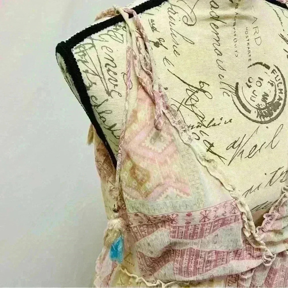 Blue B Collection Women Boho Ruffle Patchwork Floral Mini Dress Size L - Picture 7 of 16